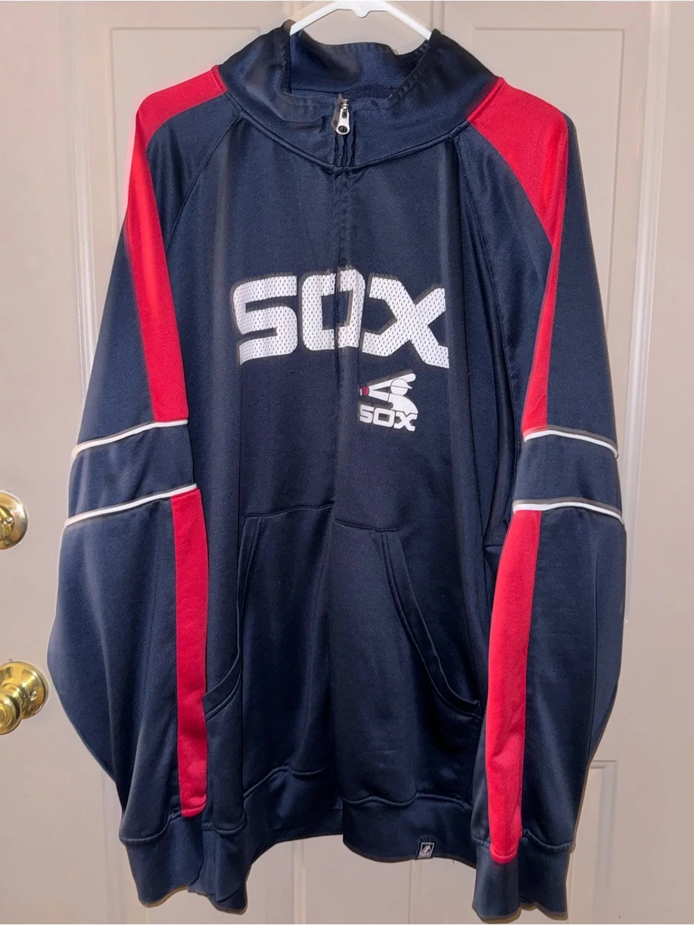 SOX Men's Navy and Red Half-Zip Pullover Jacket
